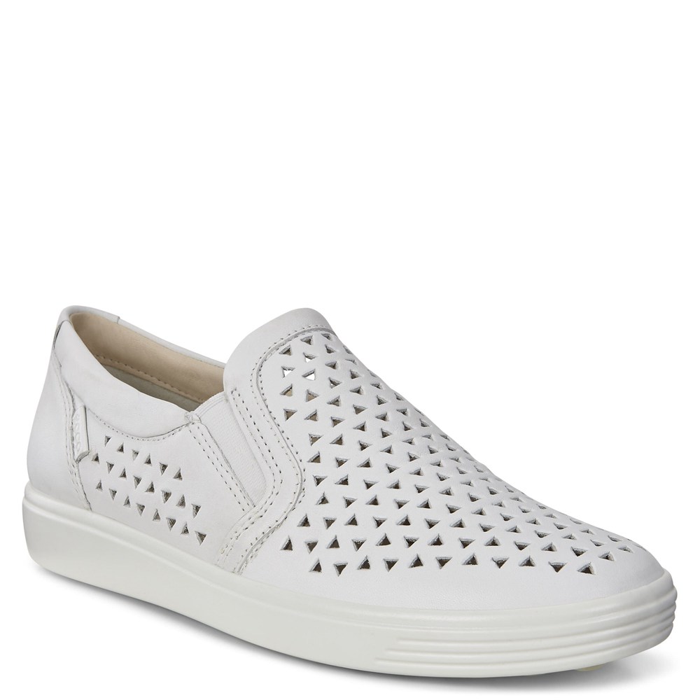 ECCO Womens Slip-On White - Soft 7 Sneakers - MJN-398625